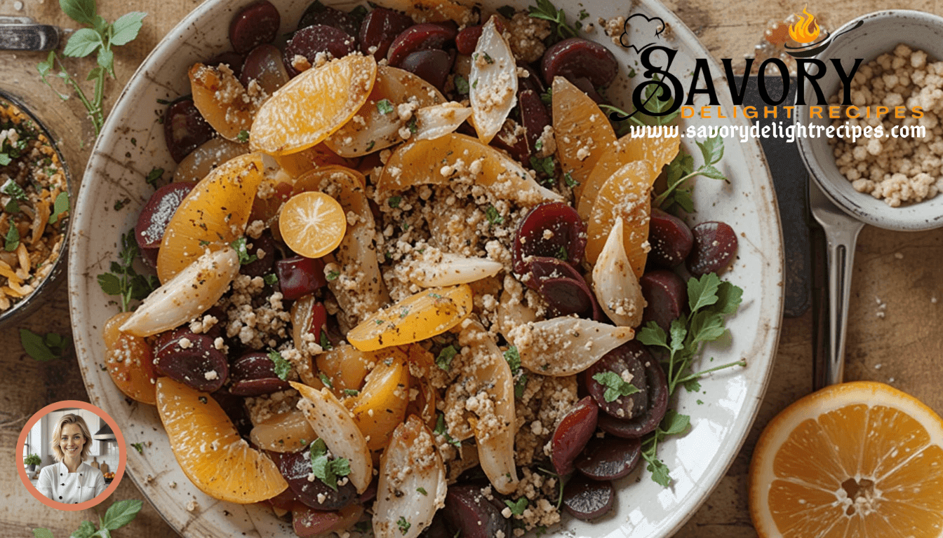 Bright and refreshing, this beet and orange salad with goat cheese is perfect for any occasion. A delightful mix of flavors and textures!