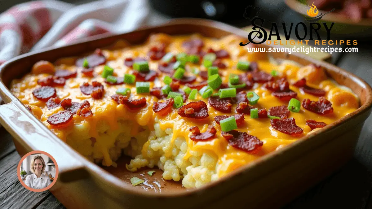 Mississippi Mud Potatoes Recipe served in a dish with rich and creamy texture, topped with savory ingredients.