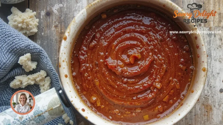 Fresh homemade guajillo sauce in a bowl surrounded by ingredients like dried guajillo chilies, garlic, and spices.