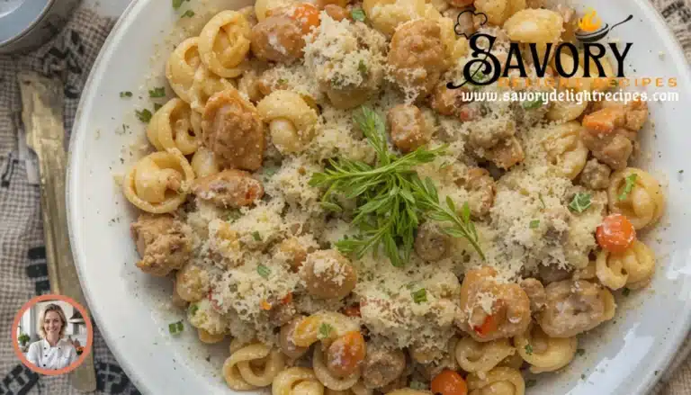 A delicious bowl of Philly cheesesteak tortellini pasta with creamy sauce, tender steak slices, and colorful sautéed vegetables.