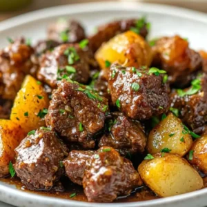 Learn how to make delicious Slow Cooker Garlic Butter Beef Bites Potatoes with this easy recipe. Perfect for busy weeknights!