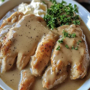 Learn how to make the best, easiest Crockpot Chicken and Gravy! This creamy, comforting recipe is perfect for busy weeknights. Simple, delicious, & healthy!