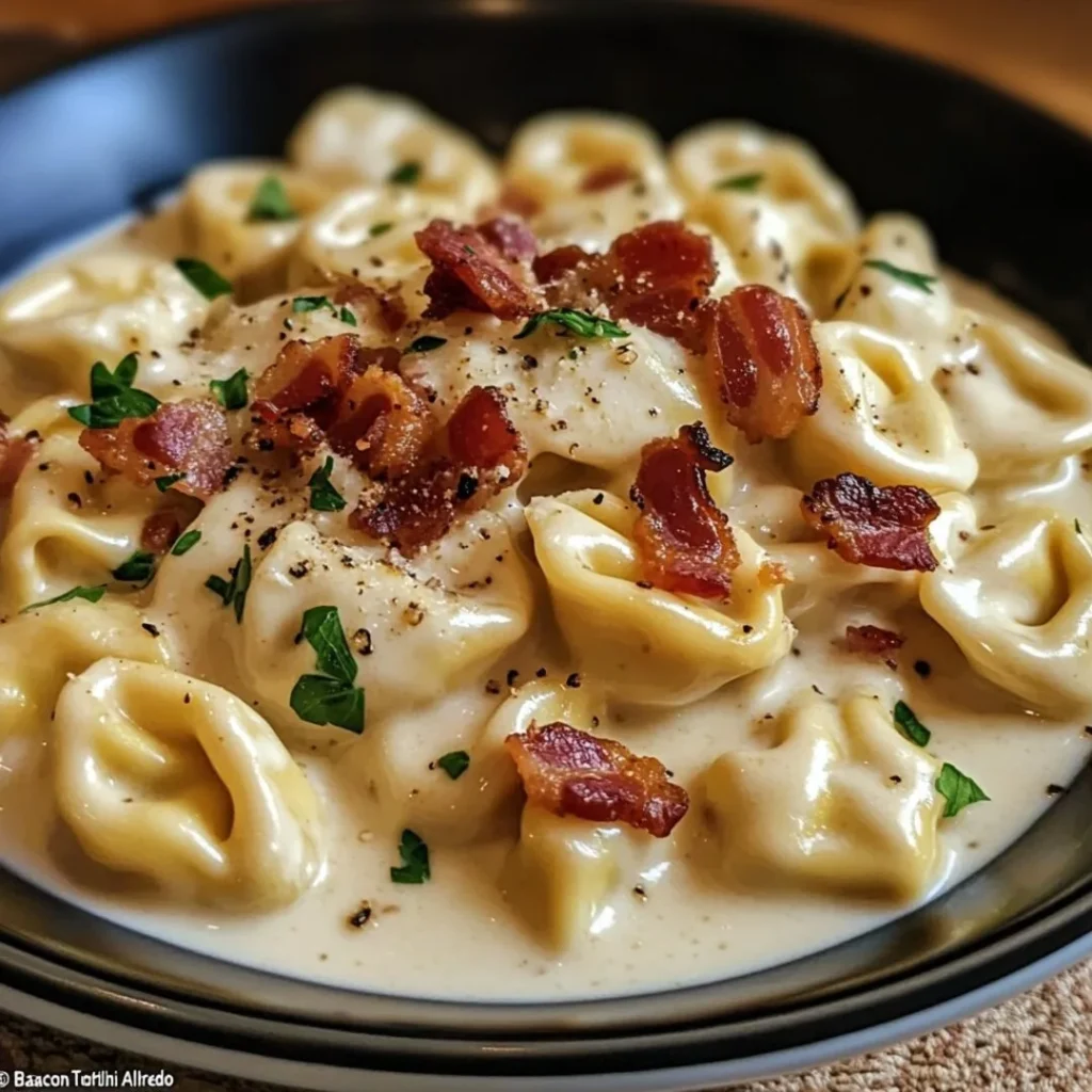 Craving comfort food? Discover the ultimate Bacon Tortellini Alfredo recipe! This easy pasta dish is rich, creamy, & packed with flavor. Quick weeknight dinner solution? Discover easy tips for perfection. Learn, Try!