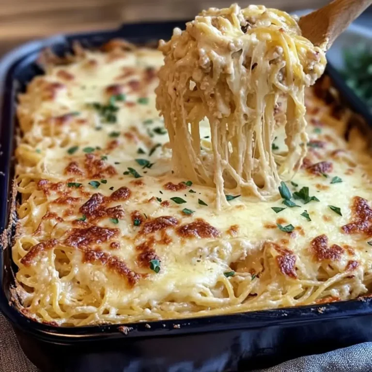 Craving an easy dinner? This Baked Cream Cheese Spaghetti Casserole recipe has only 5 steps! Get tips + bake your comfort food tonight.