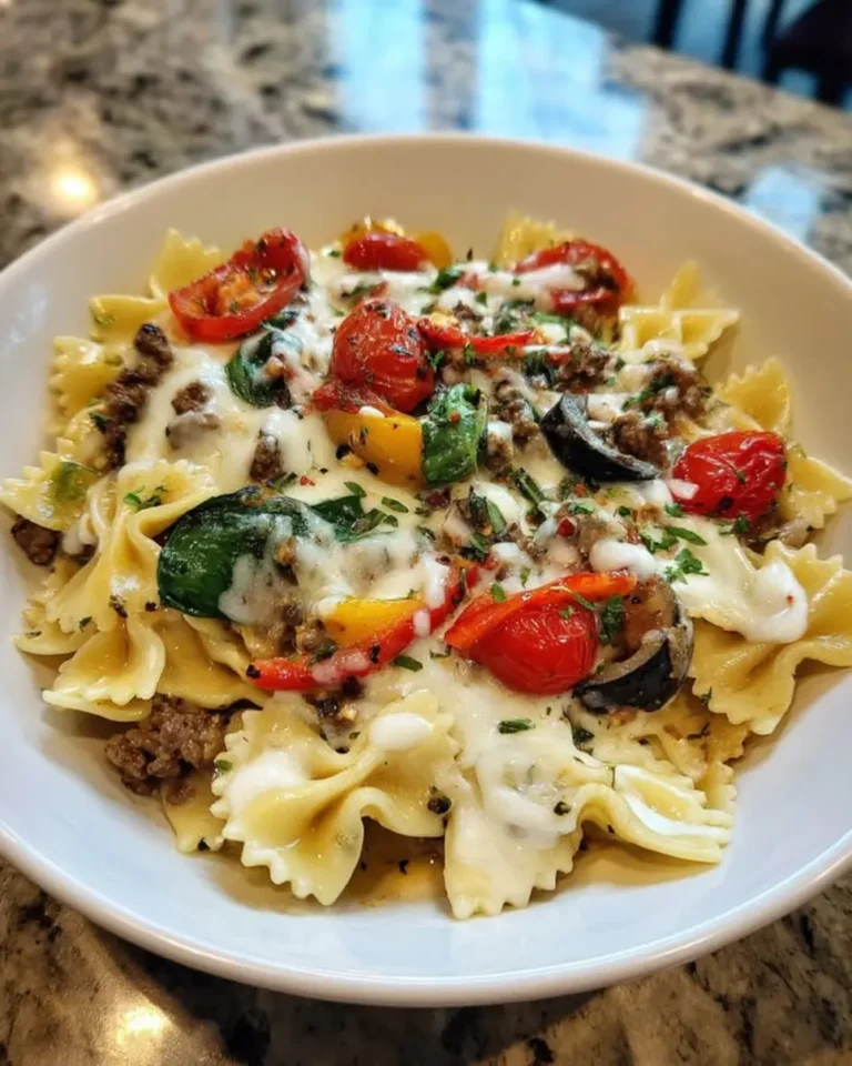 Craving comfort food? Make Creamy Bowtie Pasta with Italian Beef in just 5 easy steps! Get this simple, delicious recipe today.