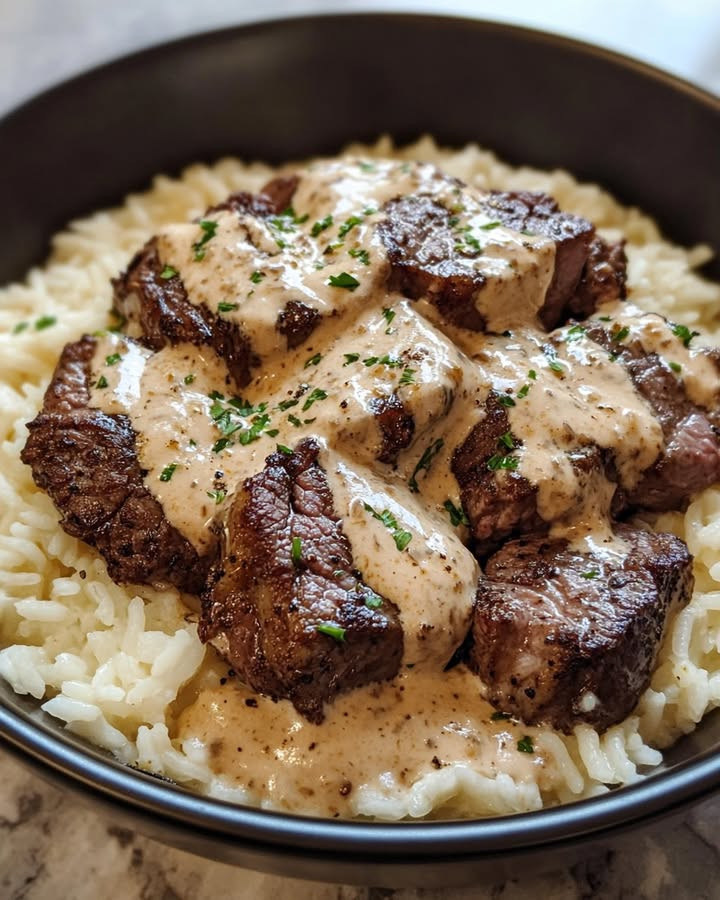 Want bold flavor? Best Creamy Cajun Steak Bites with Rice bring spicy steak and fluffy rice to your plate—Try.