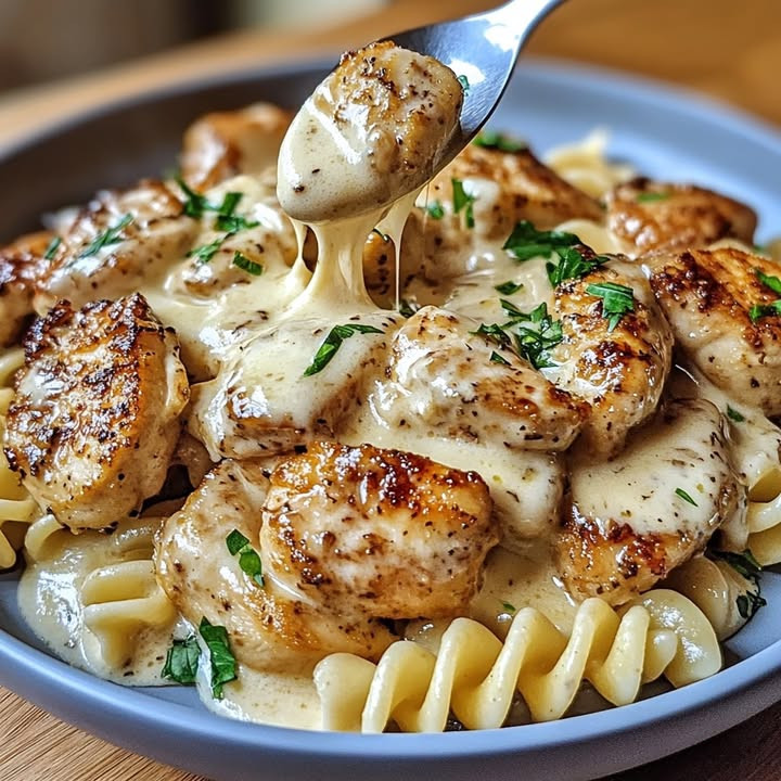 Indulge in Easy Garlic Butter Chicken Rotini with easy steps and flavor tips Learn