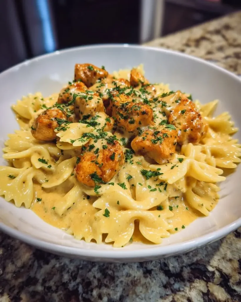 Want a creamy pasta recipe? Try our 5-step Garlic Butter Chicken Velveeta Bowtie Pasta! Learn cooking tips and enjoy dinner tonight.