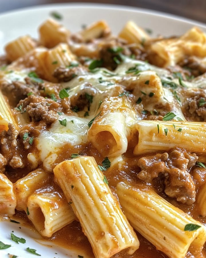 Elevate your meal with Easy Garlic Butter Rigatoni with Savory Ground Beef & Cheese with easy steps and flavor tips Try