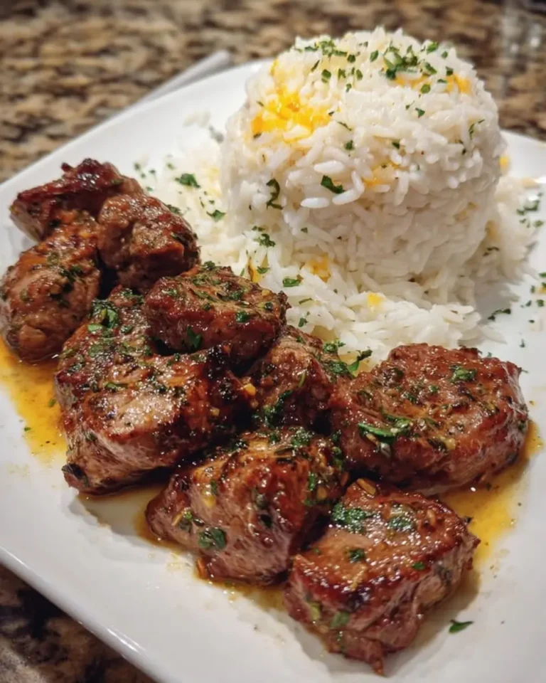 Craving a quick, delicious meal? Learn our 5-step recipe to make perfect Garlic Herb Steak Tips with Cheddar Rice. Try it now!
