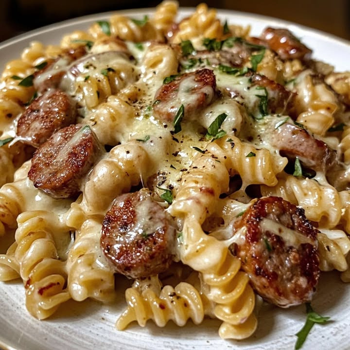 Discover Easy Garlic Parmesan Rotini with Spicy Sausage with easy steps and flavor tips Learn