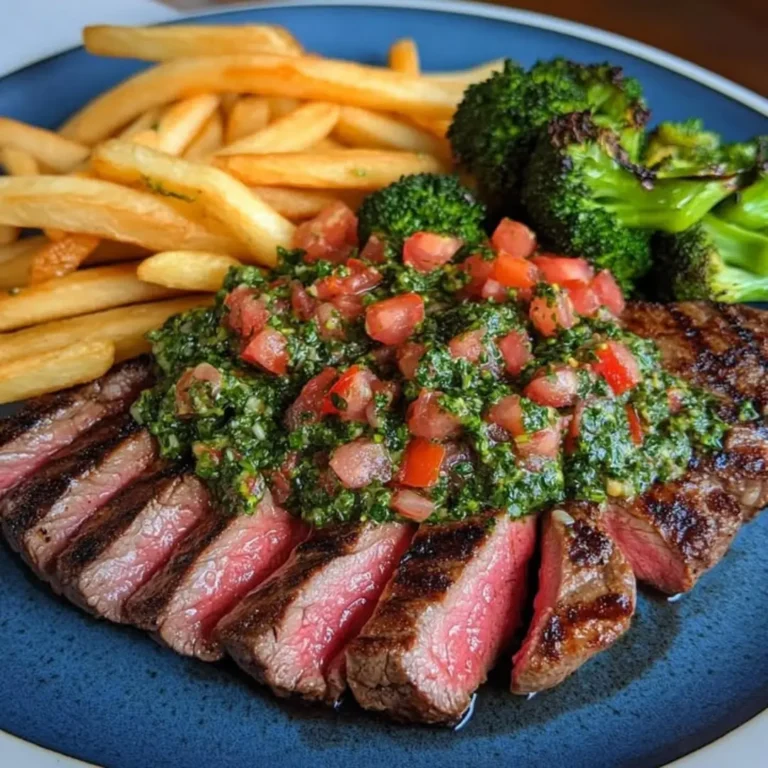 Craving a restaurant-quality Seared Steak with Chimichurri, Fries, Broccoli at home? Get pro tips for a perfect sear! Learn now.