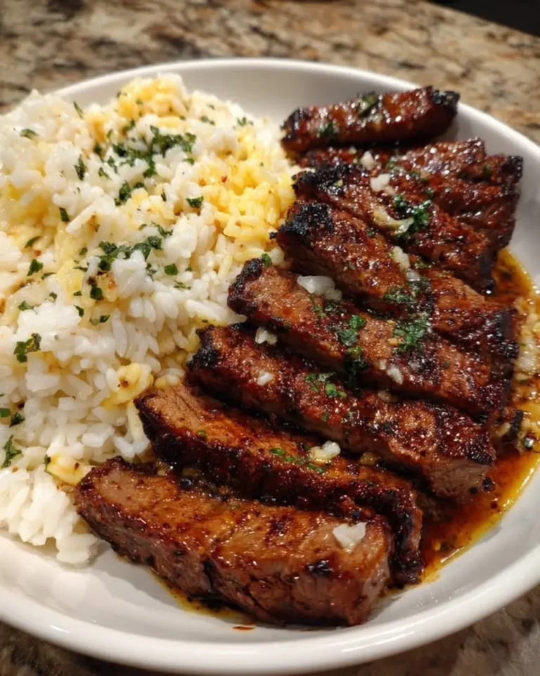 Craving steak and rice? Make Smoky Cajun Steak Cheesy Rice Garlic Butter tonight! This 5-star recipe is quick, easy, and delicious. Try it now!