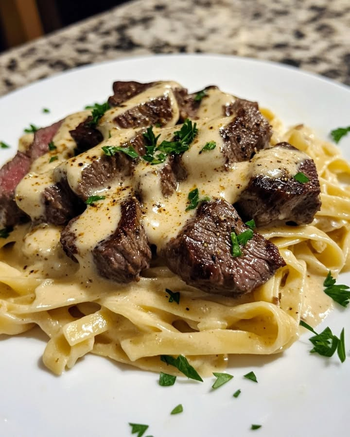 Enjoy Easy Spicy Cajun Steak Pasta in Parmesan Alfredo Sauce with easy steps and flavor tips Discover