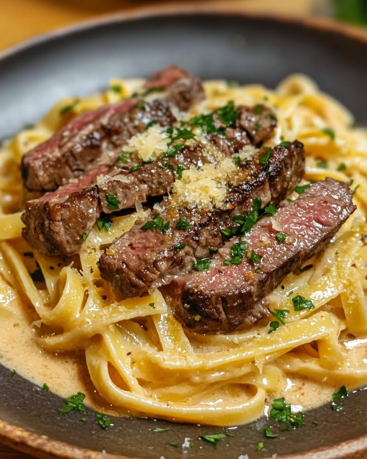 Craving Easy Steak Alfredo Pasta with Garlic Parmesan Sauce with easy steps and flavor tips Discover