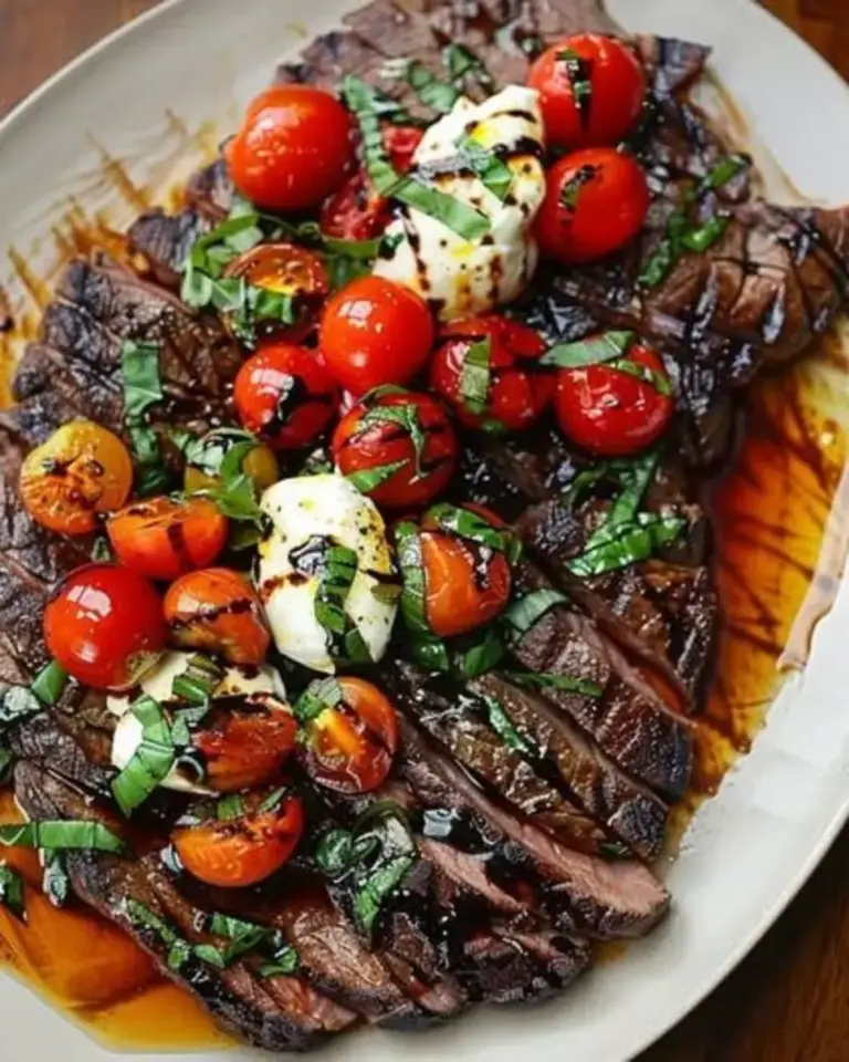 Balsamic Grilled Flank Steak Caprese