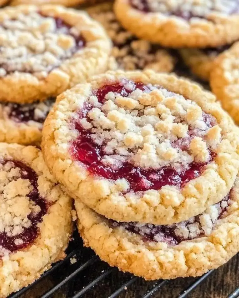 Buttery Raspberry Crumble Cookies with Jam