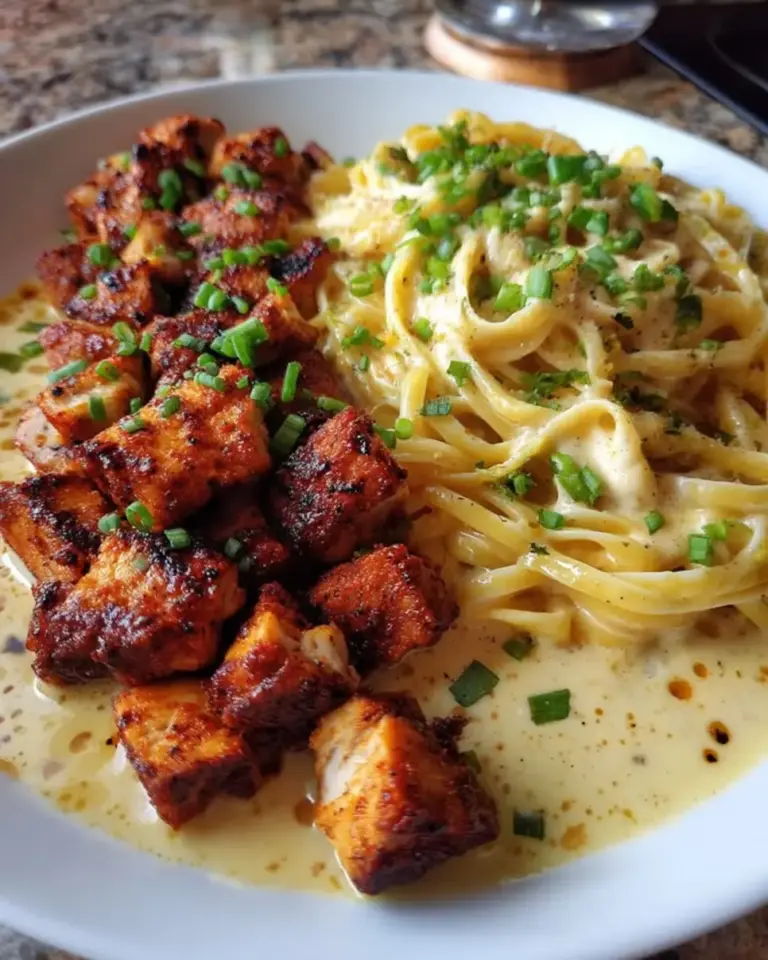 Cajun Chicken Bites Parmesan Cream Linguine