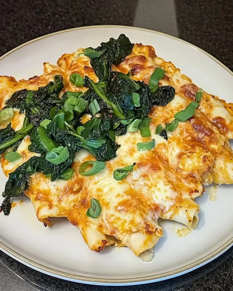 Cheesy Chicken Enchiladas with Sautyed Greens