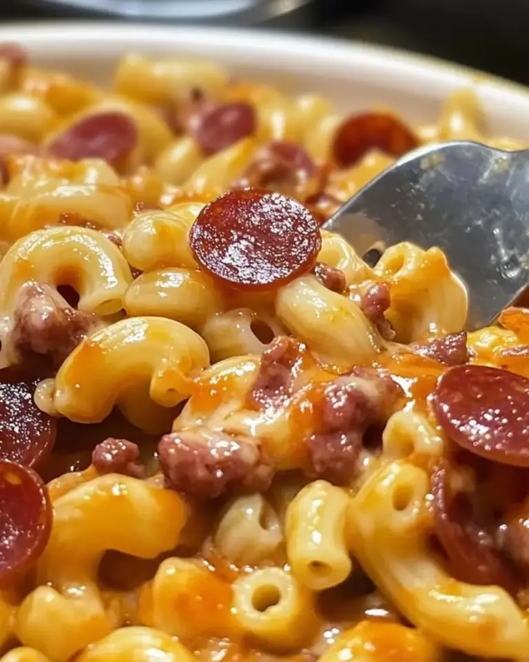 Cheesy Macaroni Pepperoni and Pizza Toppings