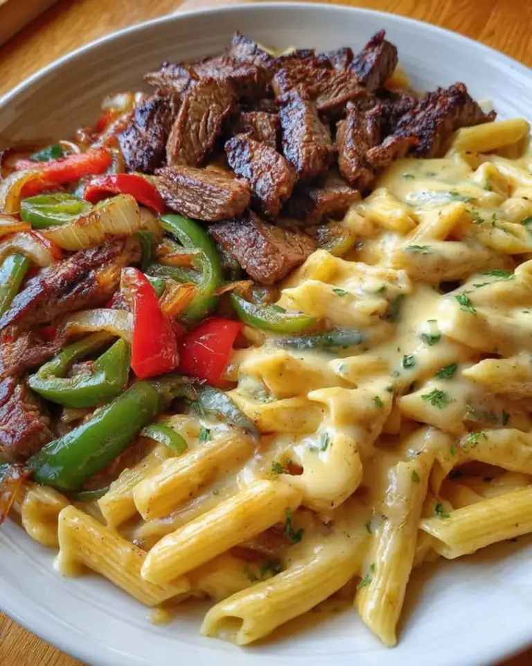Cheesy Philly Cheesesteak Pasta Provolone Sauce