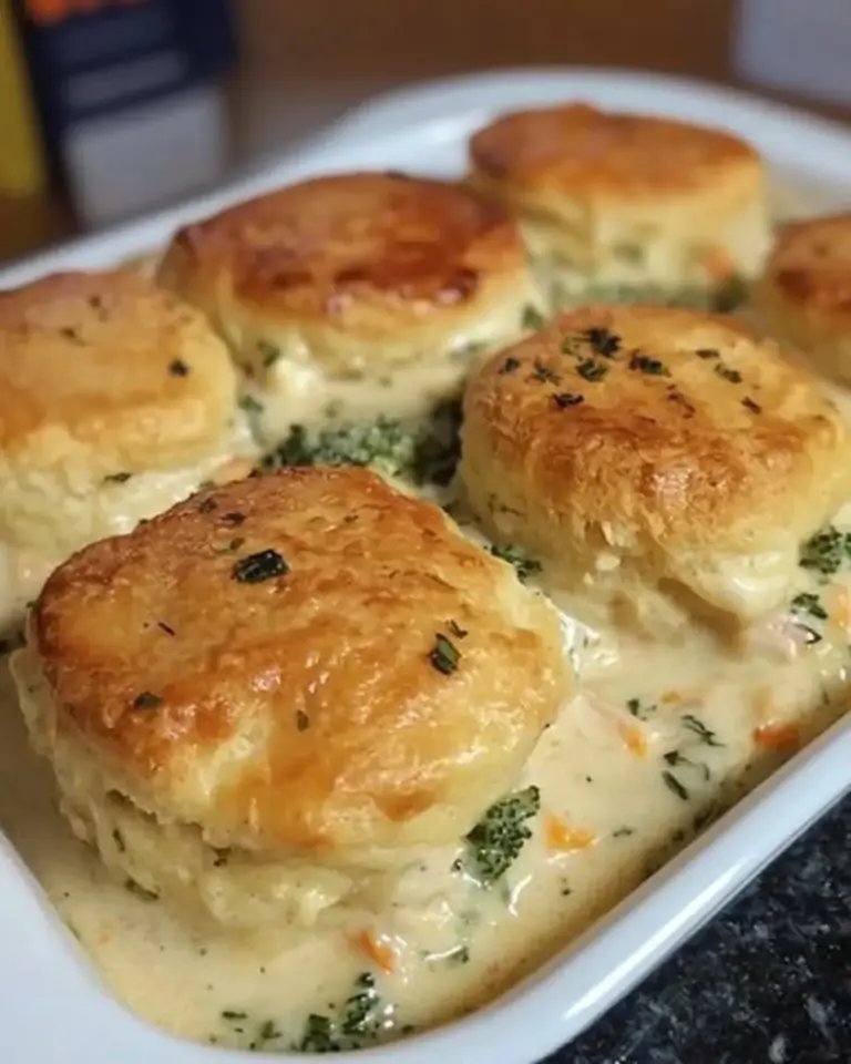 Chicken Alfredo Biscuit Bake