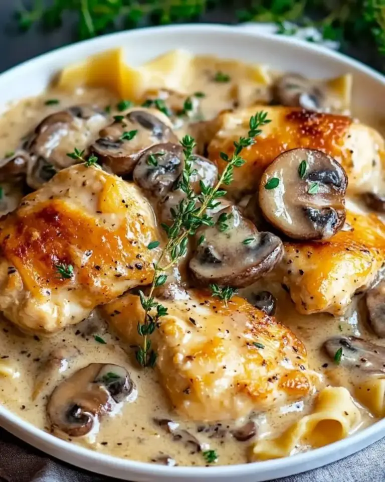 Chicken with Creamy Asiago Mushroom Sauce