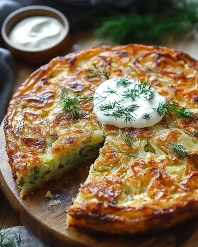 Crispy Cabbage Pie with Dill Cream