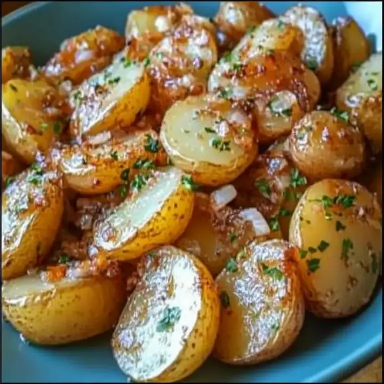 Crispy Herb Roasted Potatoes and Caramelized Onions