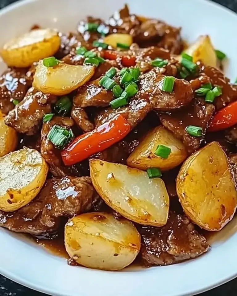 Crispy Potatoes with Saucy Beef