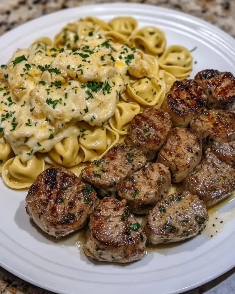 Garlic Butter Steak Alfredo Tortellini
