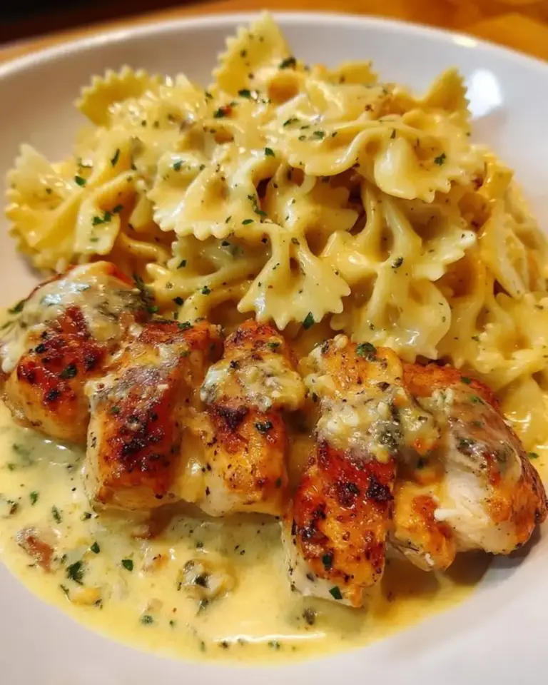 Garlic Chicken Bowtie Pasta Creamy Lemon Sauce