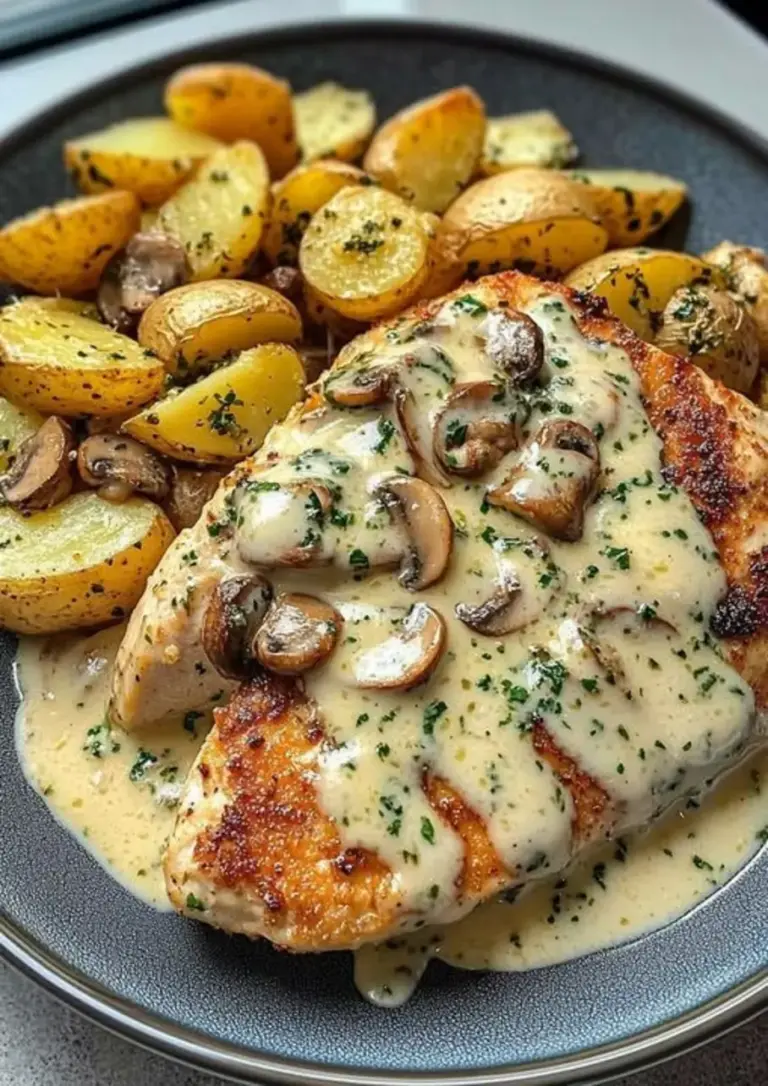 Garlic Parmesan Chicken Alfredo Mushroom Potatoes 1