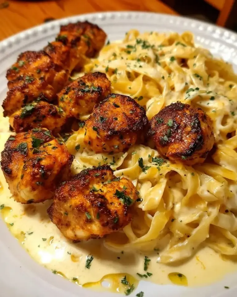 Lemon Garlic Chicken Alfredo Pasta Bites