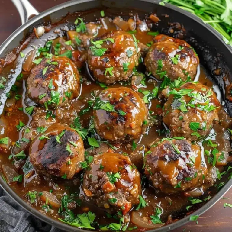 Low Carb Salisbury Steak Meatballs Onion Gravy