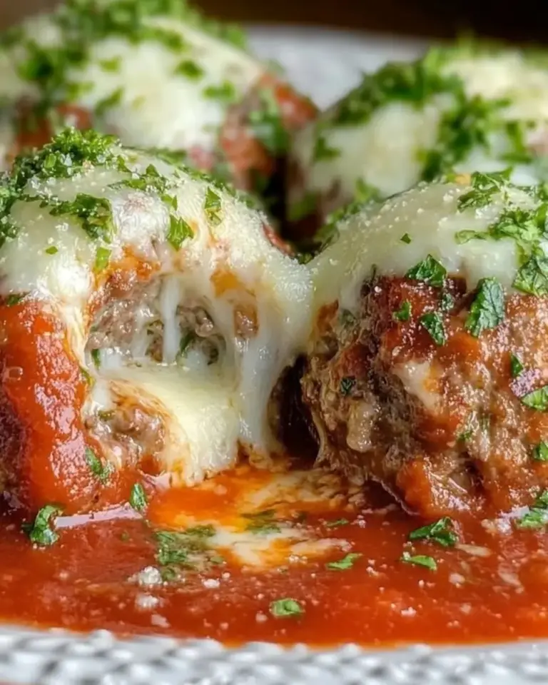 Mozzarella Stuffed Homemade Meatballs