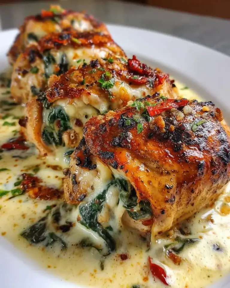 Roasted Red Pepper Spinach Stuffed Chicken
