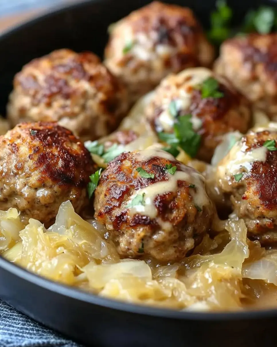 recipes 12 Sauerkraut Meatballs with Creamy Mustard Gravy