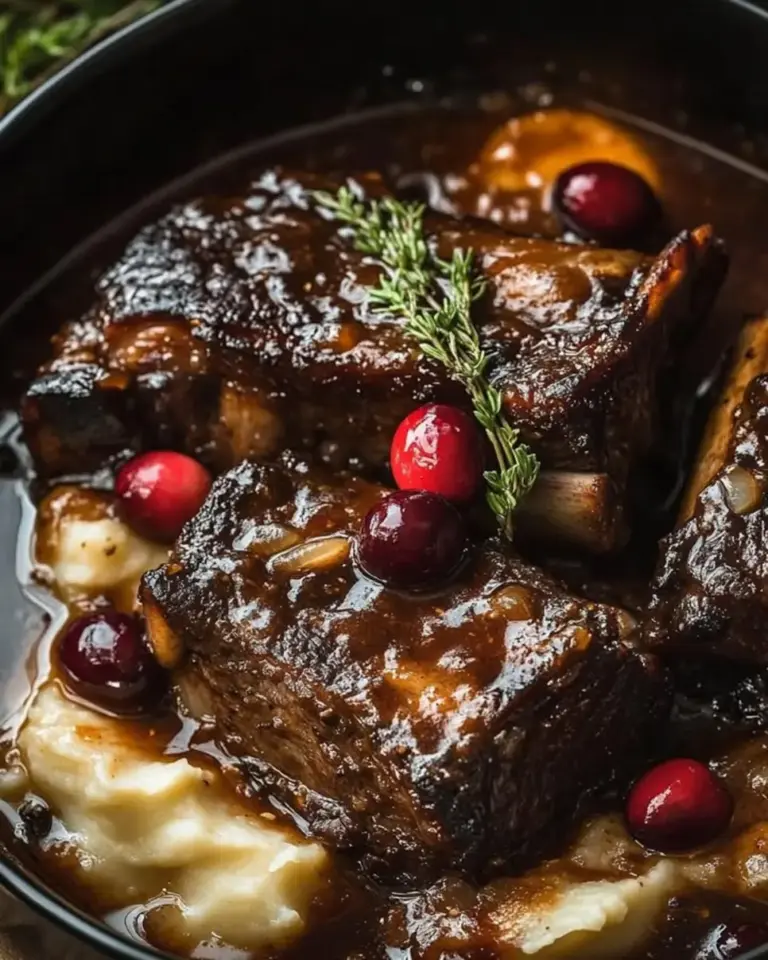 Slow Cooked Beef Short Ribs with Cranberries