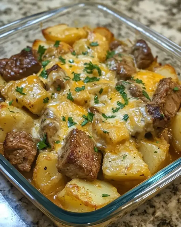 Slow Cooker Steak Cheesy Ranch Potato Casserole