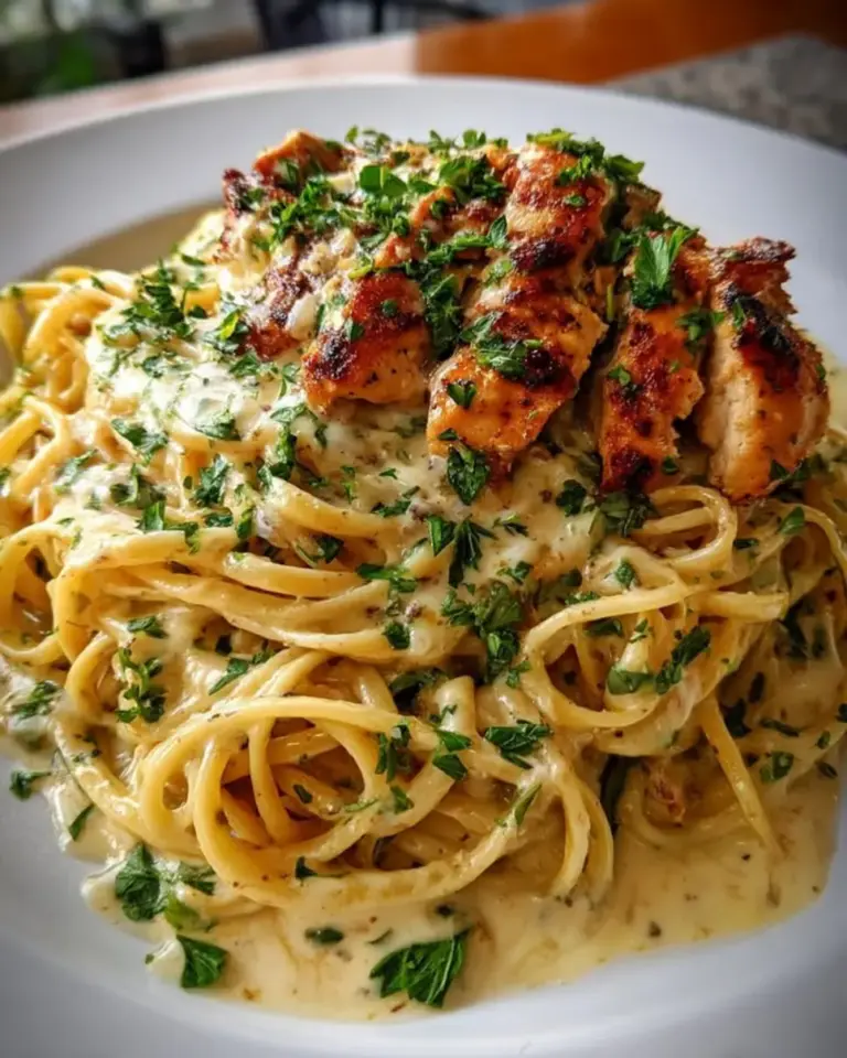 Spaghetti Alfredo with Garlic Chicken