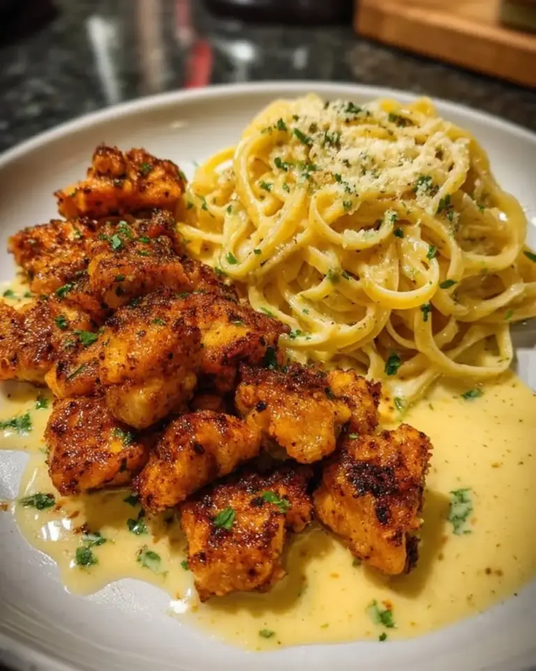 Spicy Cajun Chicken Bites Garlic Parmesan Pasta