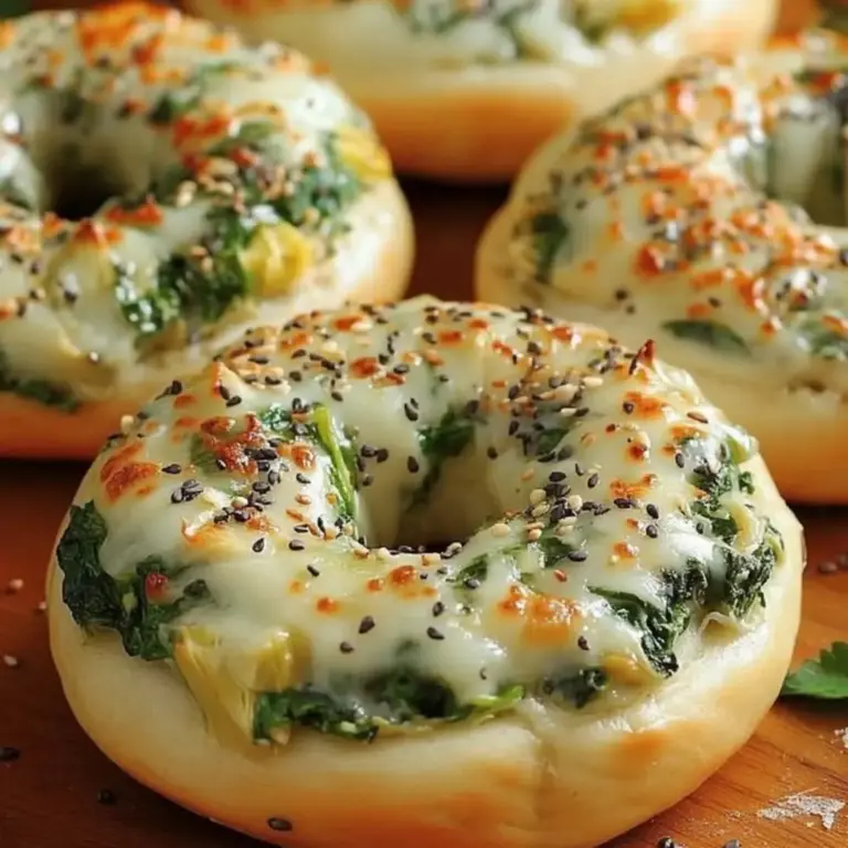 Spinach Artichoke Dip Bagels with Cheese