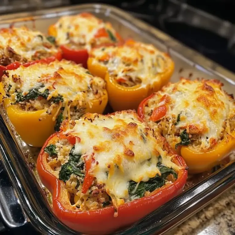 Turkey Spinach Stuffed Bell Peppers