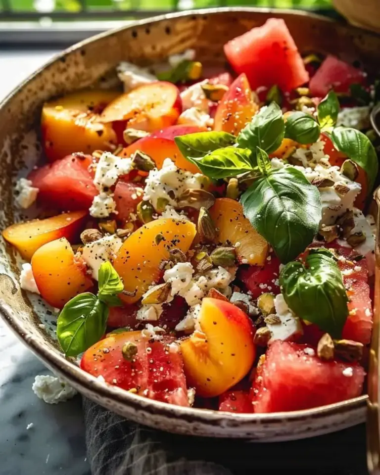 Watermelon Peach Feta Salad